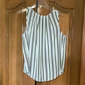 Sleeveless White Striped Tank Top - Lightweight Summer Blouse